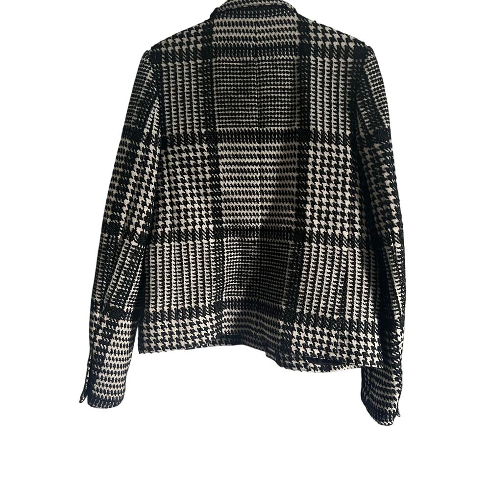 Theory Houndstooth Open Front Sample Wool Blazer … - image 2